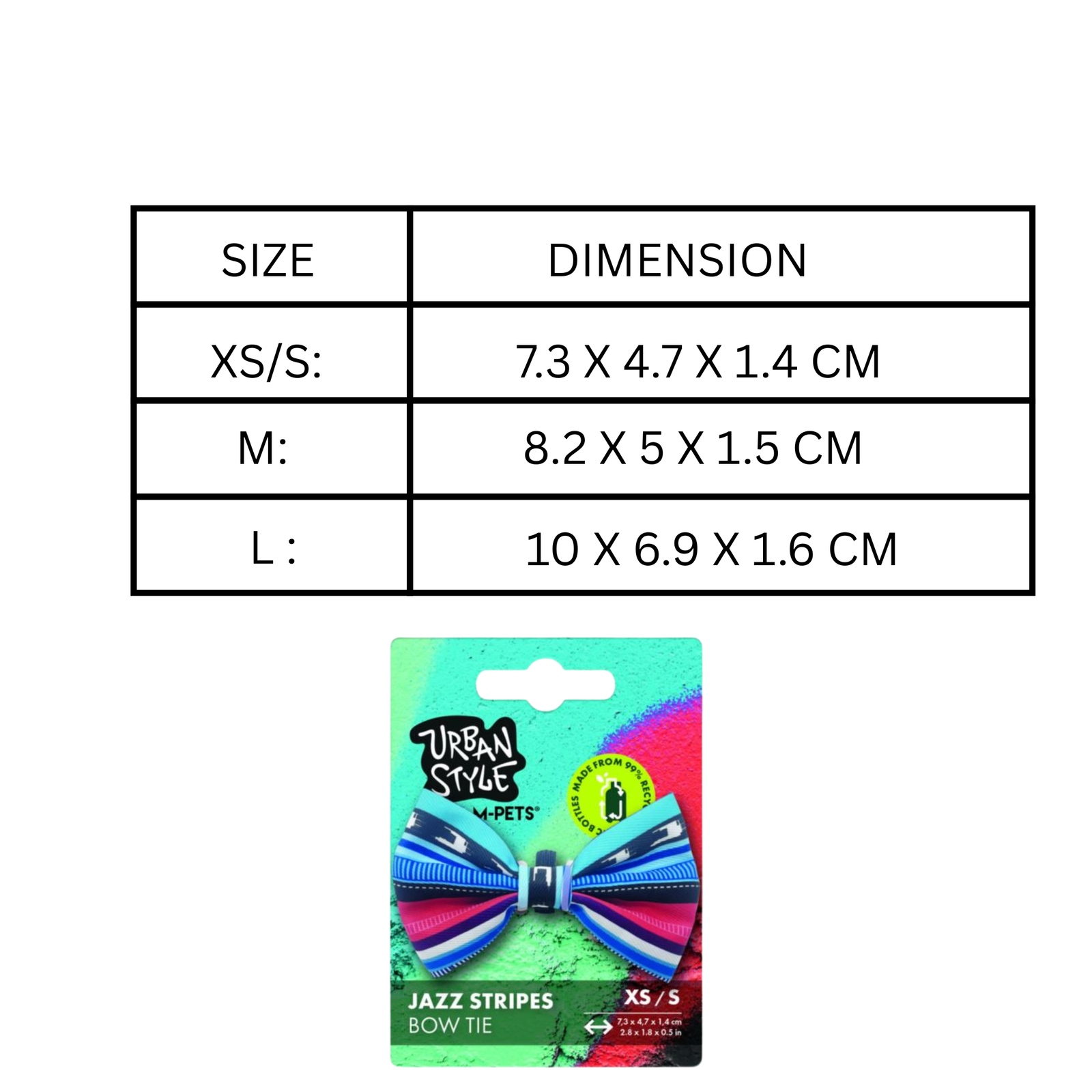 M-Pets Urban Style Jazz Stripes Bow Tie (XS-S) product image 2 - Rufftail Pune