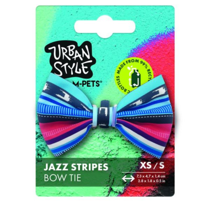 M-Pets Urban Style Jazz Stripes Bow Tie (XS-S) - Rufftail Pune