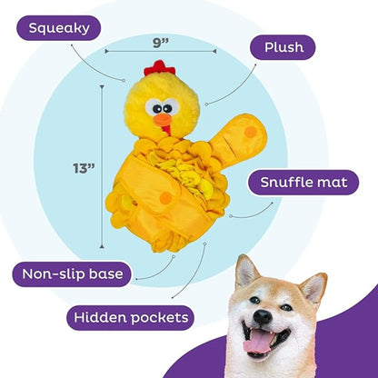 Outward Hound Snuffle Palz Plush Snuffle Dog Treat Puzzle Mat - Yellow Chicken