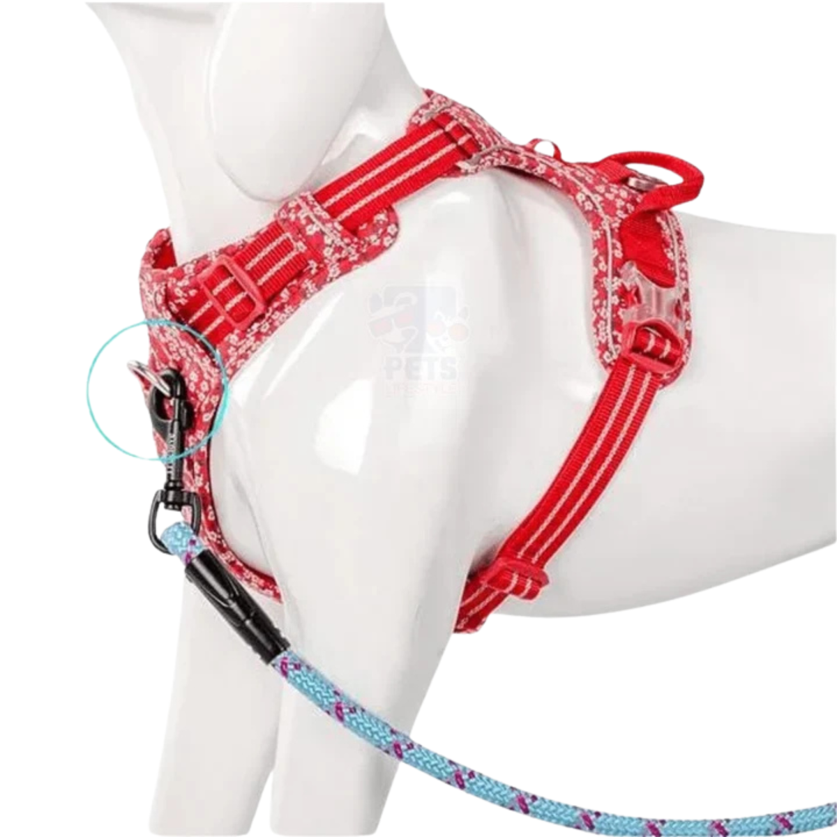 Truelove Floral No-Pull Dog Harness Cordura Fabric - Poppy Red