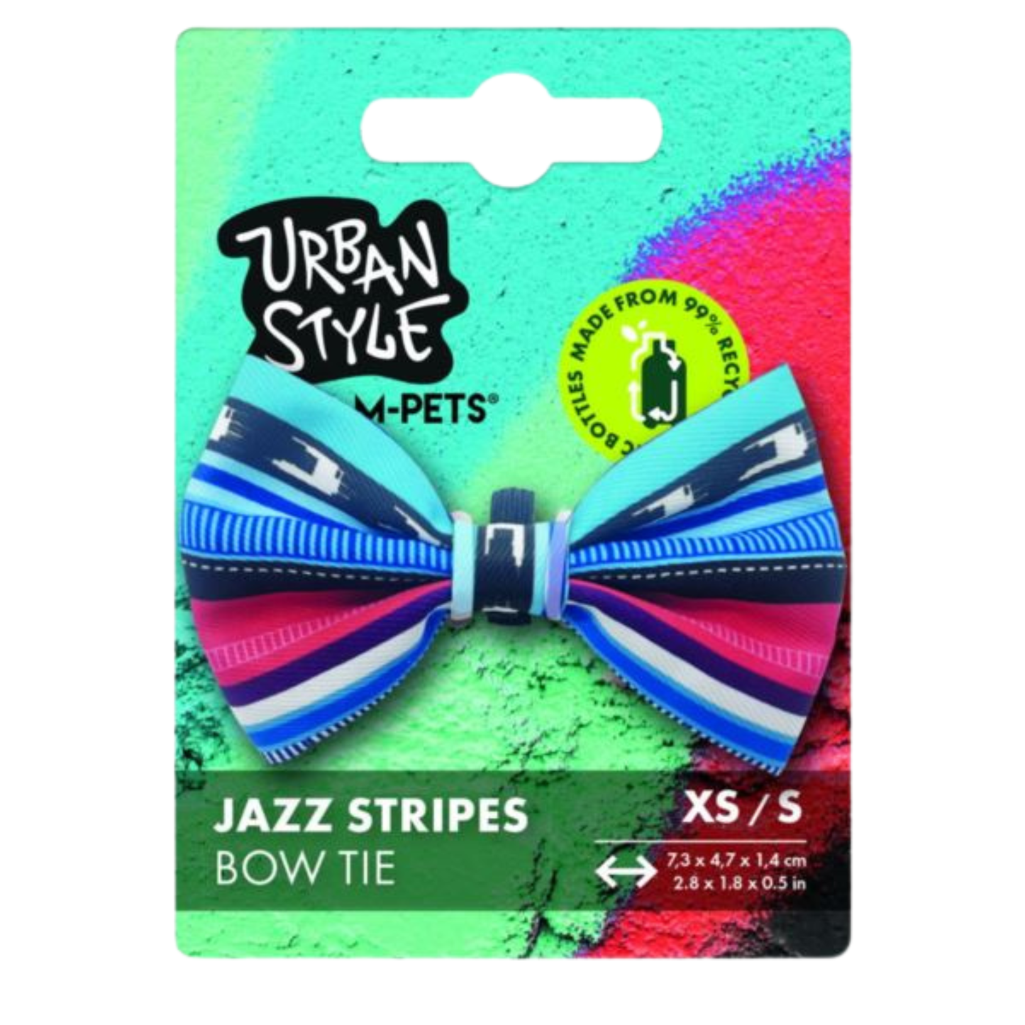 M-Pets Urban Style Jazz Stripes Bow Tie - Yellow (XS-S)