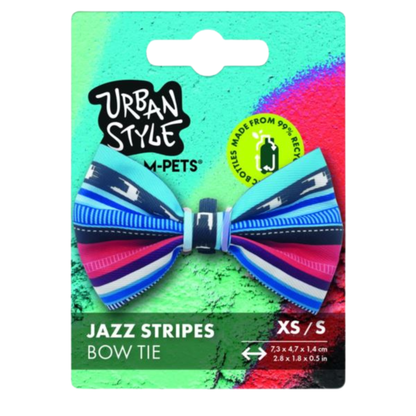 M-Pets Urban Style Jazz Stripes Bow Tie - Yellow (XS-S)