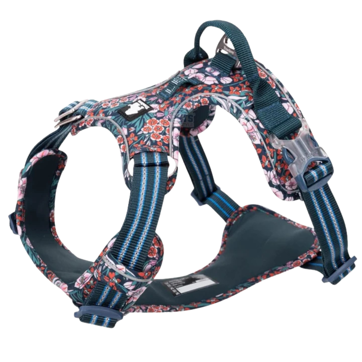 Floral No-Pull Dog Harness Cordura Fabric - Navy Blazer