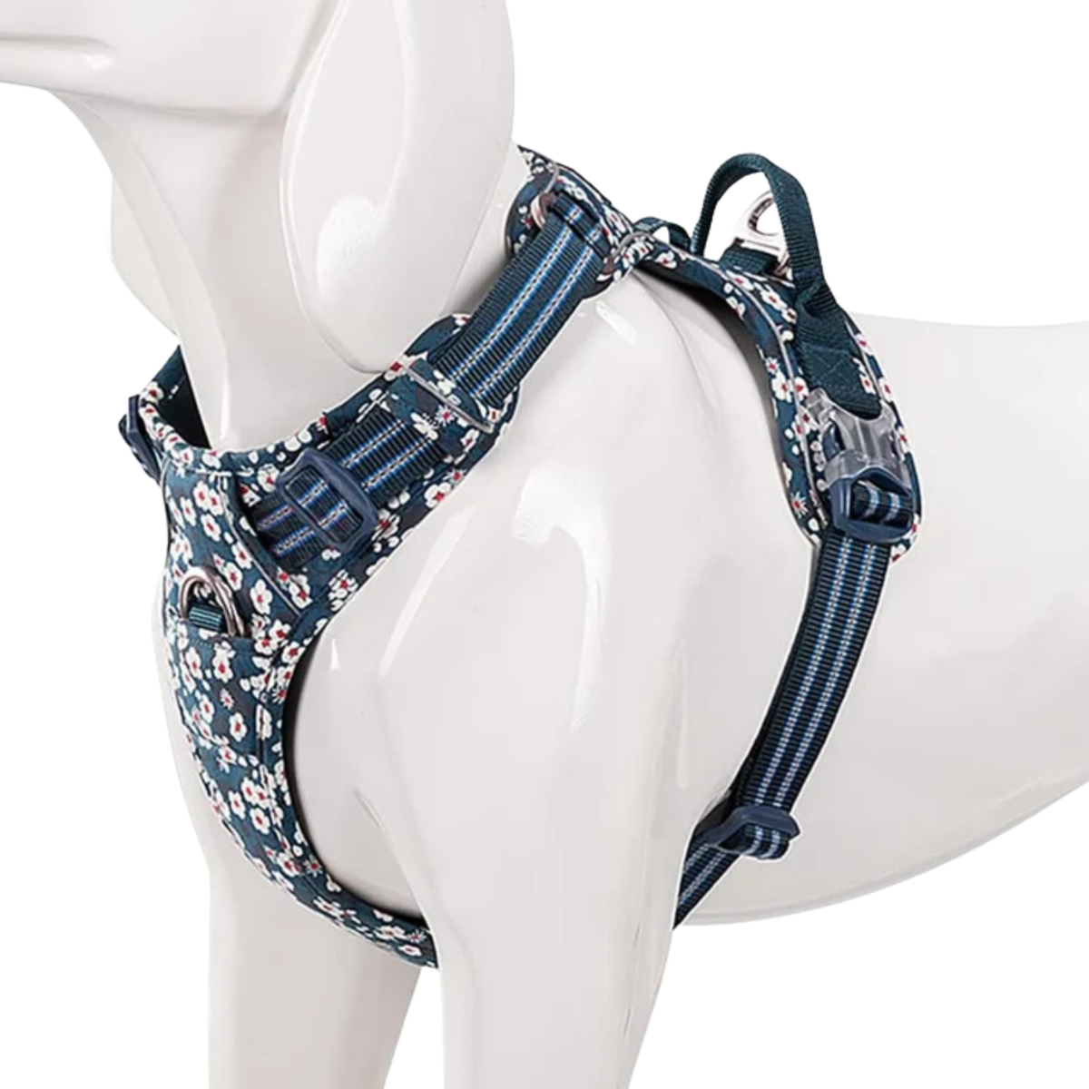 Floral No-Pull Dog Harness Cordura Fabric - Saxony Blue
