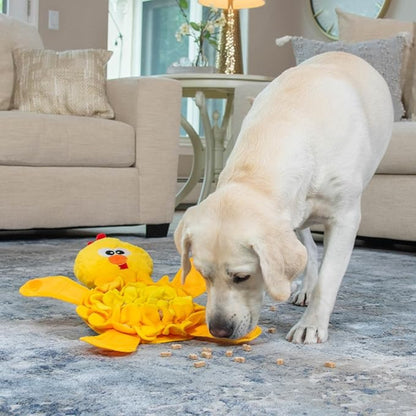 Outward Hound Snuffle Palz Plush Snuffle Dog Treat Puzzle Mat - Yellow Chicken