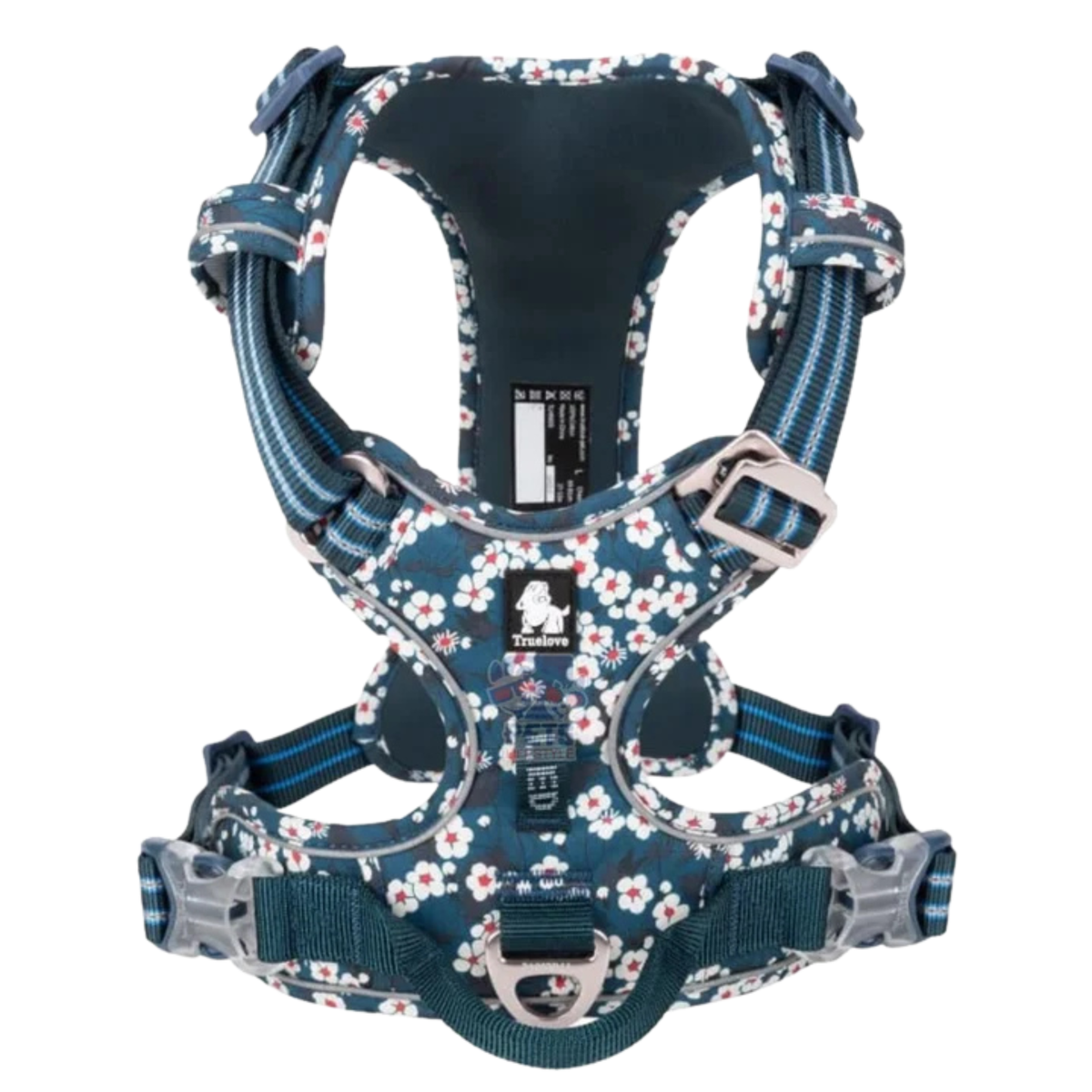 Floral No-Pull Dog Harness Cordura Fabric - Saxony Blue