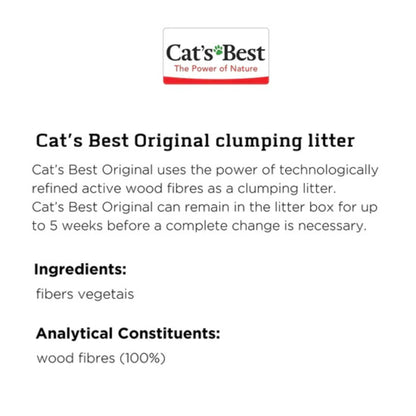 Cat's Best Original Wood Based Clumping Cat Litter - 17.2Kg