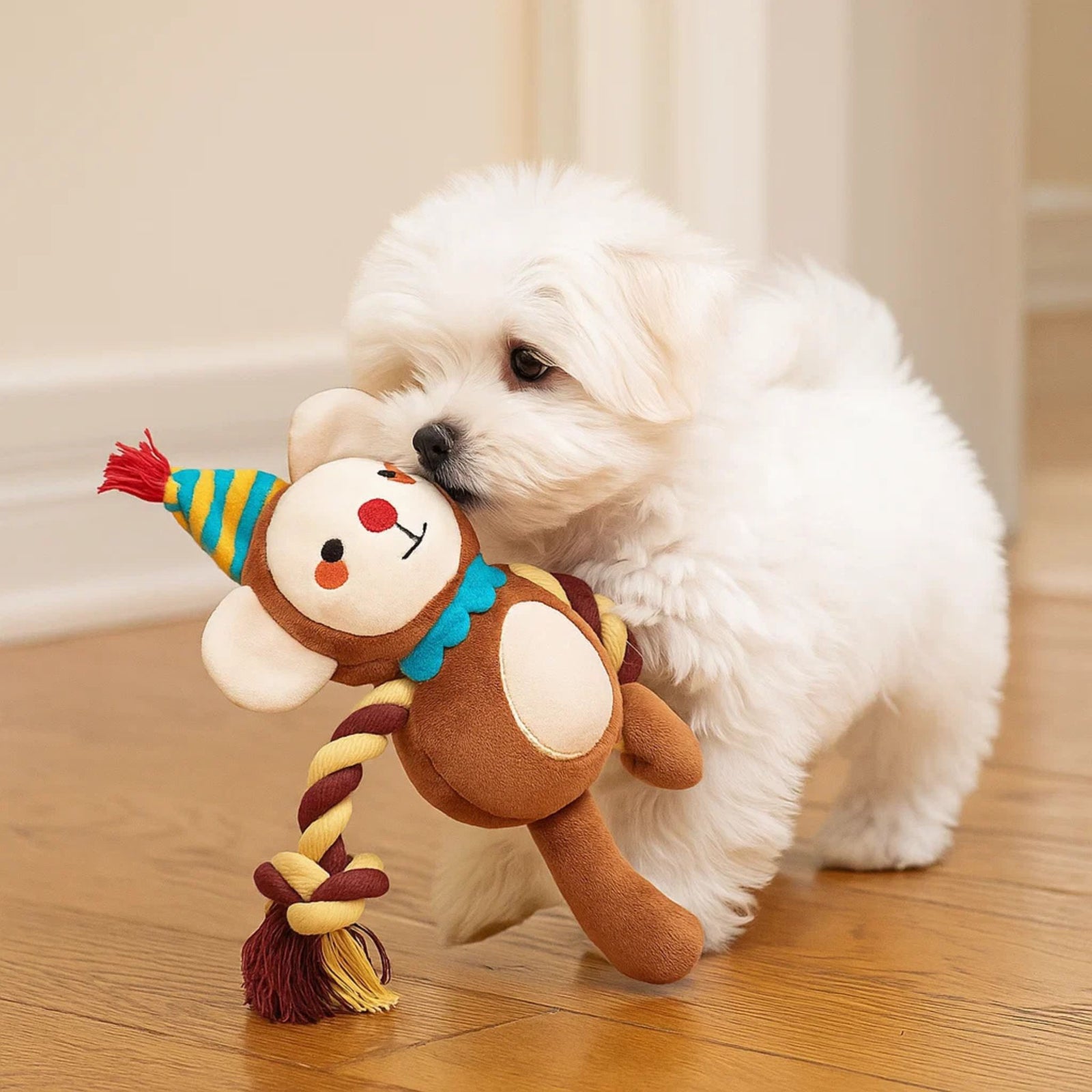 Barkbutler x Fofos Fluffy Puppy Toy Monkey- BROWN