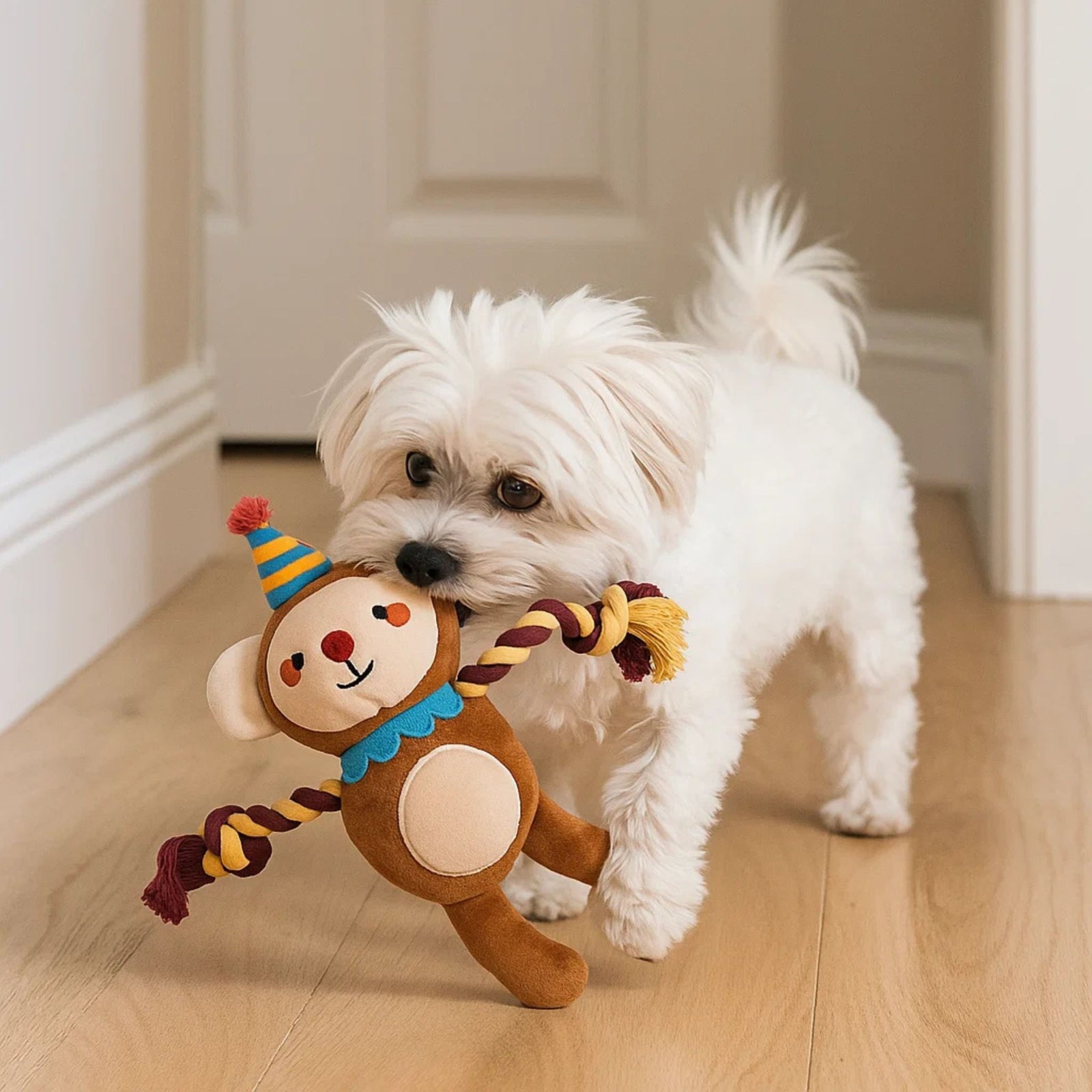 Barkbutler x Fofos Fluffy Puppy Toy Monkey- BROWN