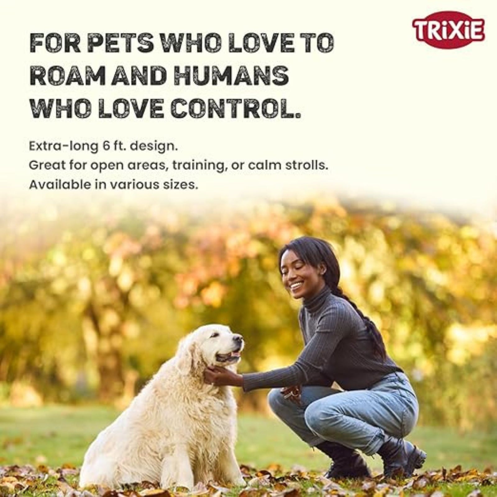 Trixie Premium Extra Long Dog Leash - Black M-L