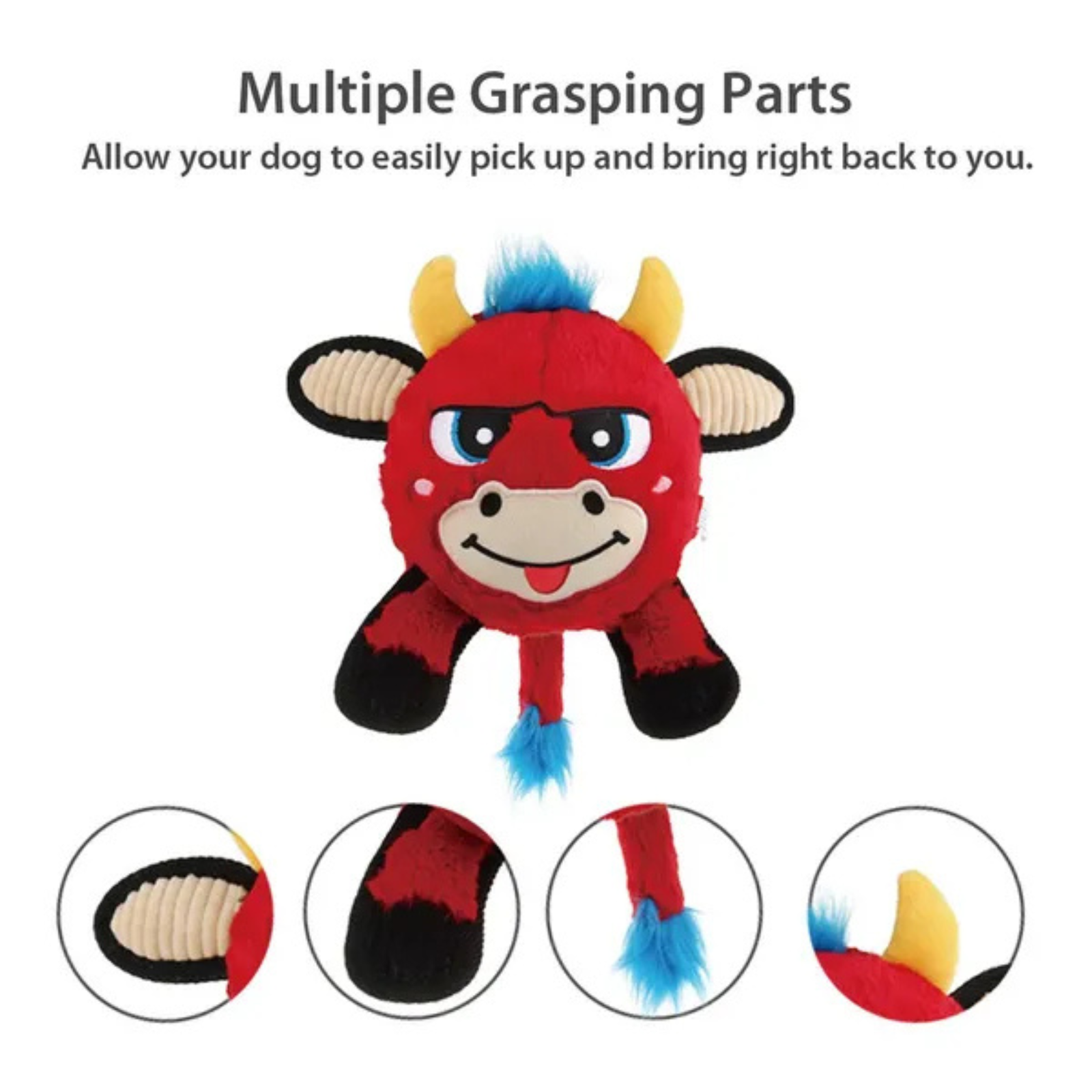 GiGwi Plush Jumball Bull Toy for Dogs (Red) product image 5 - Rufftail Pune