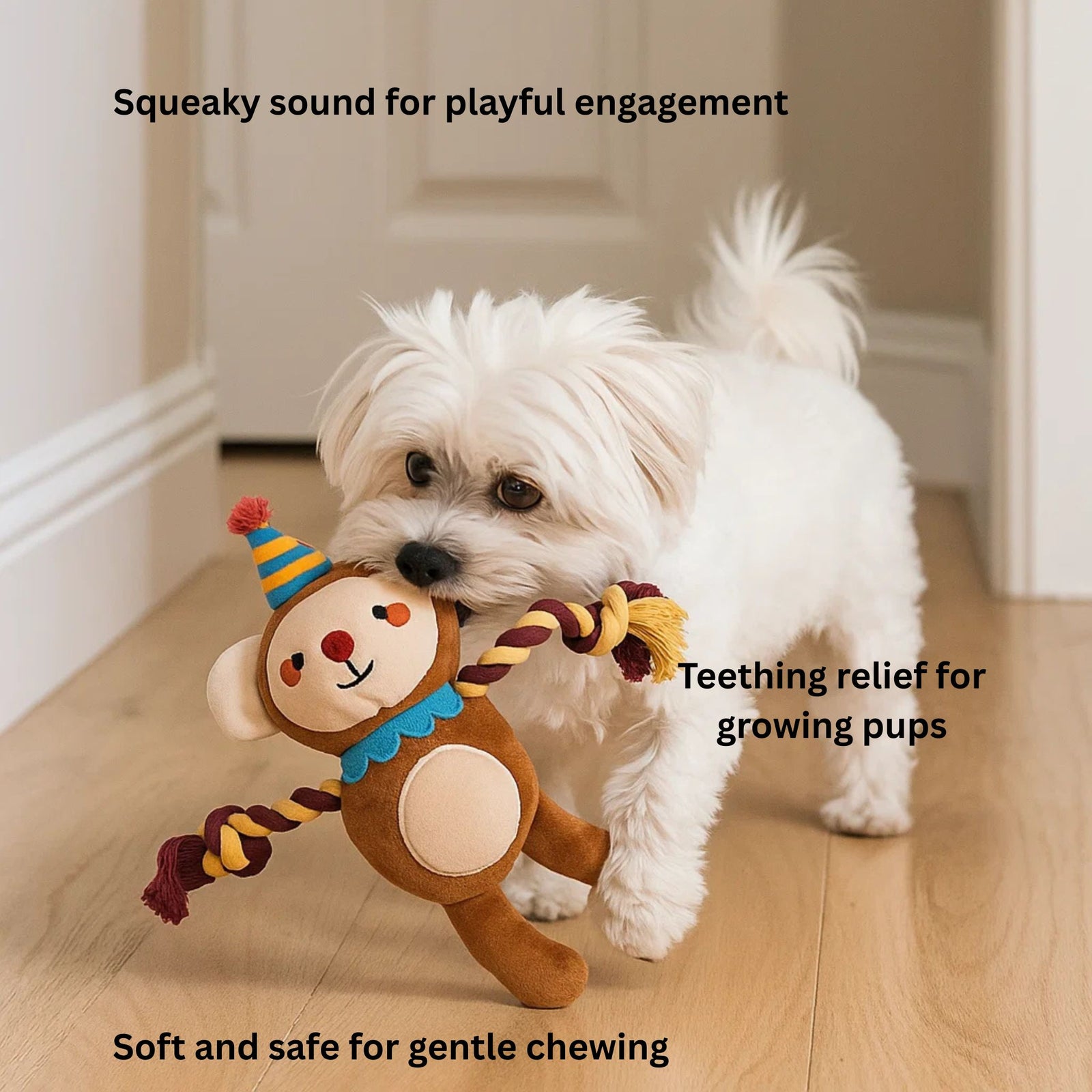 Barkbutler x Fofos Fluffy Puppy Toy Monkey- BROWN