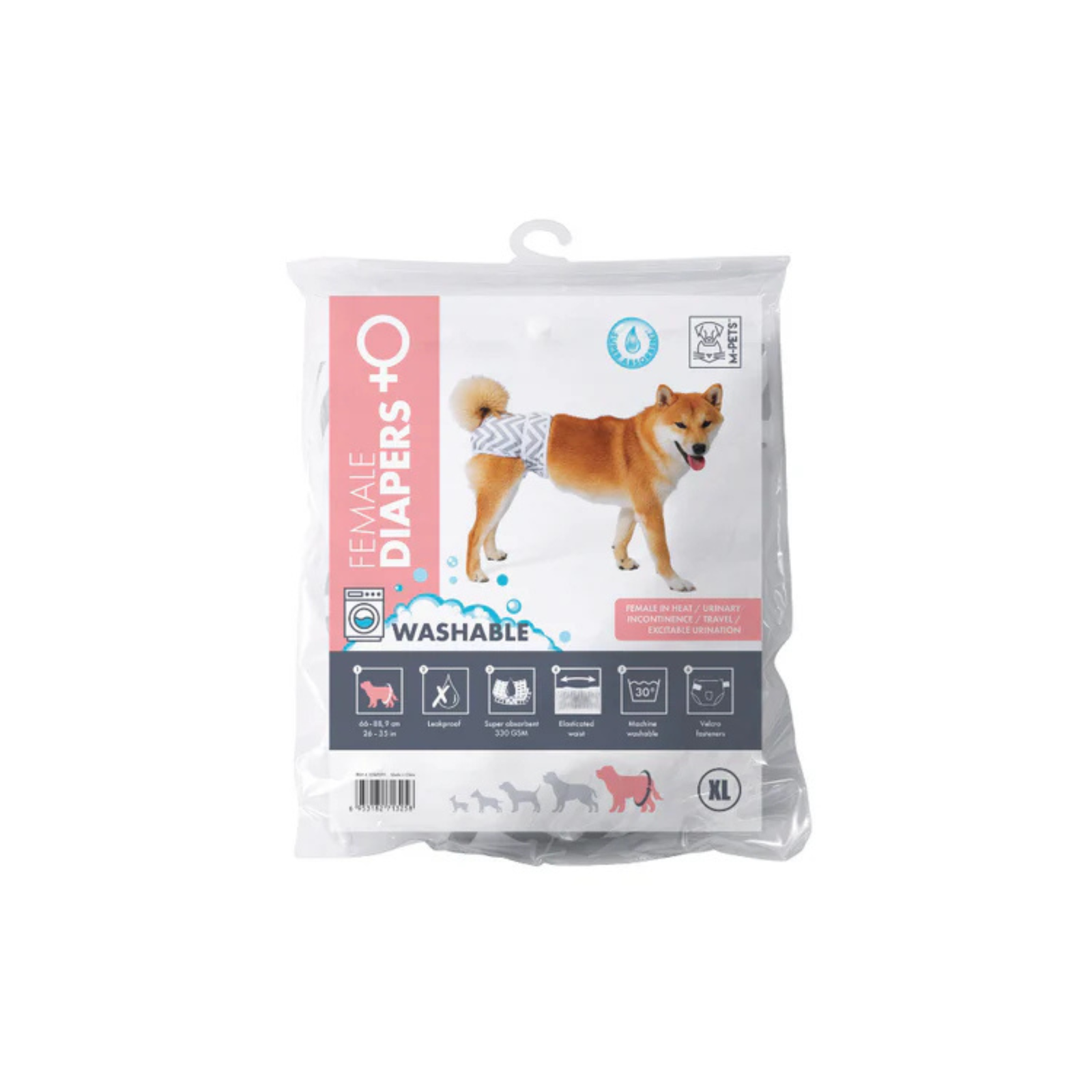 M-Pets WASHABLE DIAPERS- Female Dog - Rufftail Pune