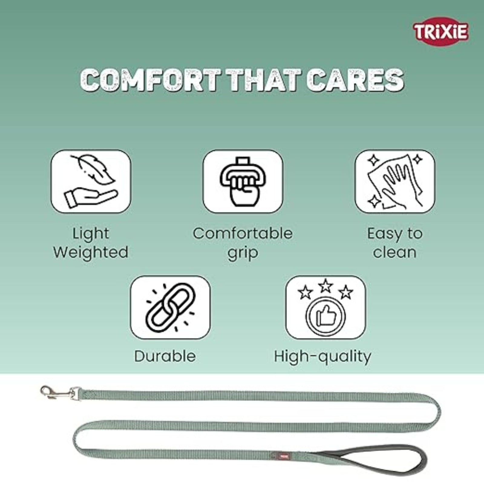 Trixie Premium Lead Extra Long M-L Sage Leash product image 2 - Rufftail Pune