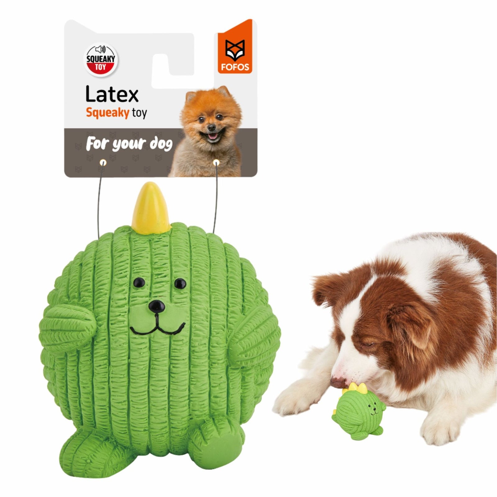 FOFOS Latex Toy Dinosaur Ball – Fun, Durable Dog Toy with Squeaker - Rufftail