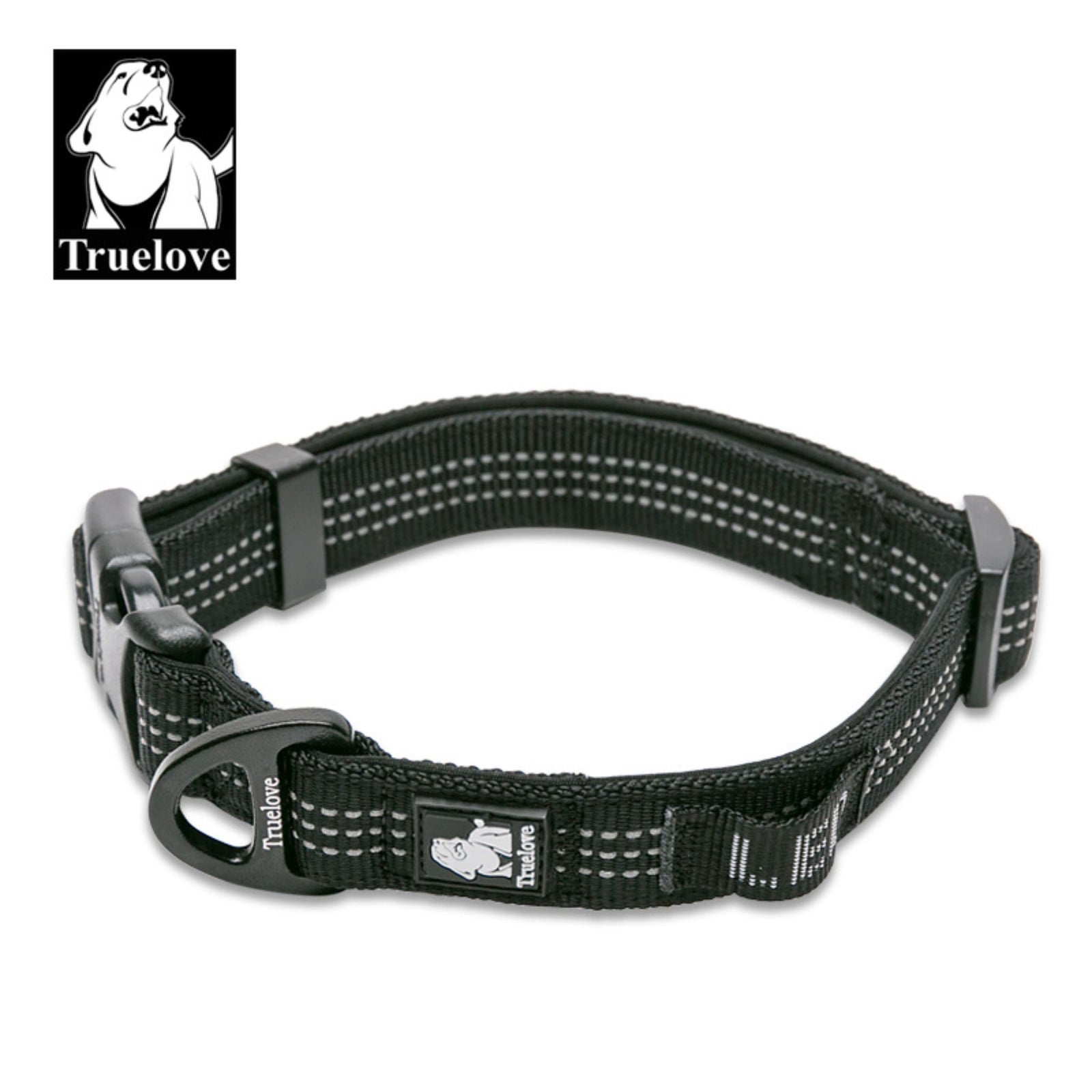 Truelove Padded Dog Collar: Comfort & Durability Redefined BLACK product image 2 - Rufftail Pune