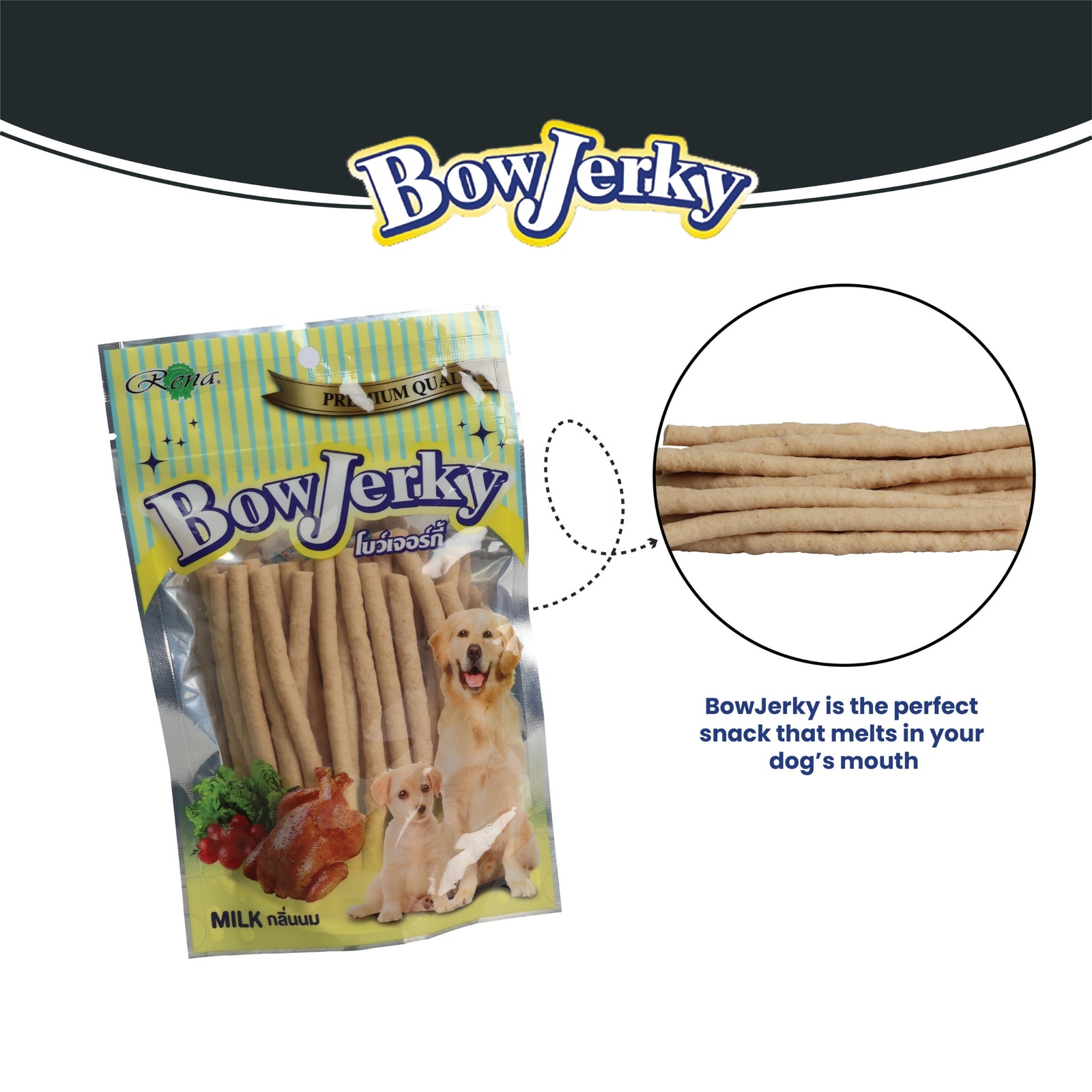 Rena BowJerky Milk Sticks Treats- 200g product image 3 - Rufftail Pune