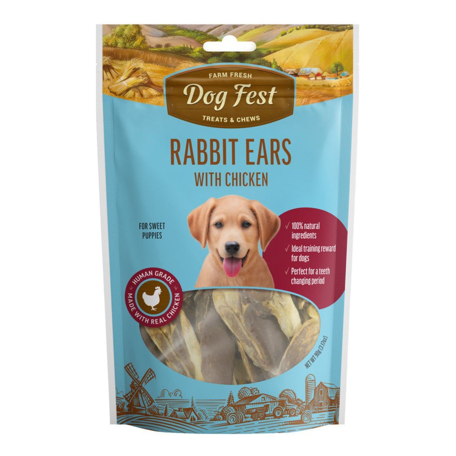 Dogfest Rabbit Ears with Chicken Puppy Treats - Healthy & Natural - Rufftail