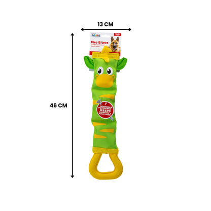 Outward Hound Fire Biterz Zebra Green, Large With Squeak Plush Interactive Toy For Dog