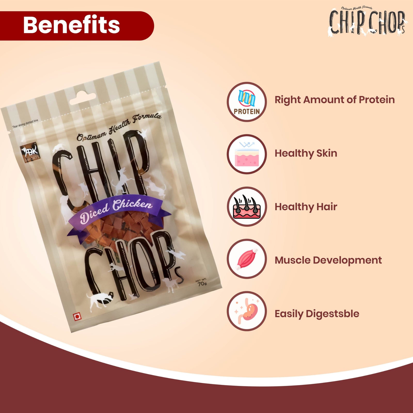 Chip Chops Diced Chicken dog treats 70g - Rufftail