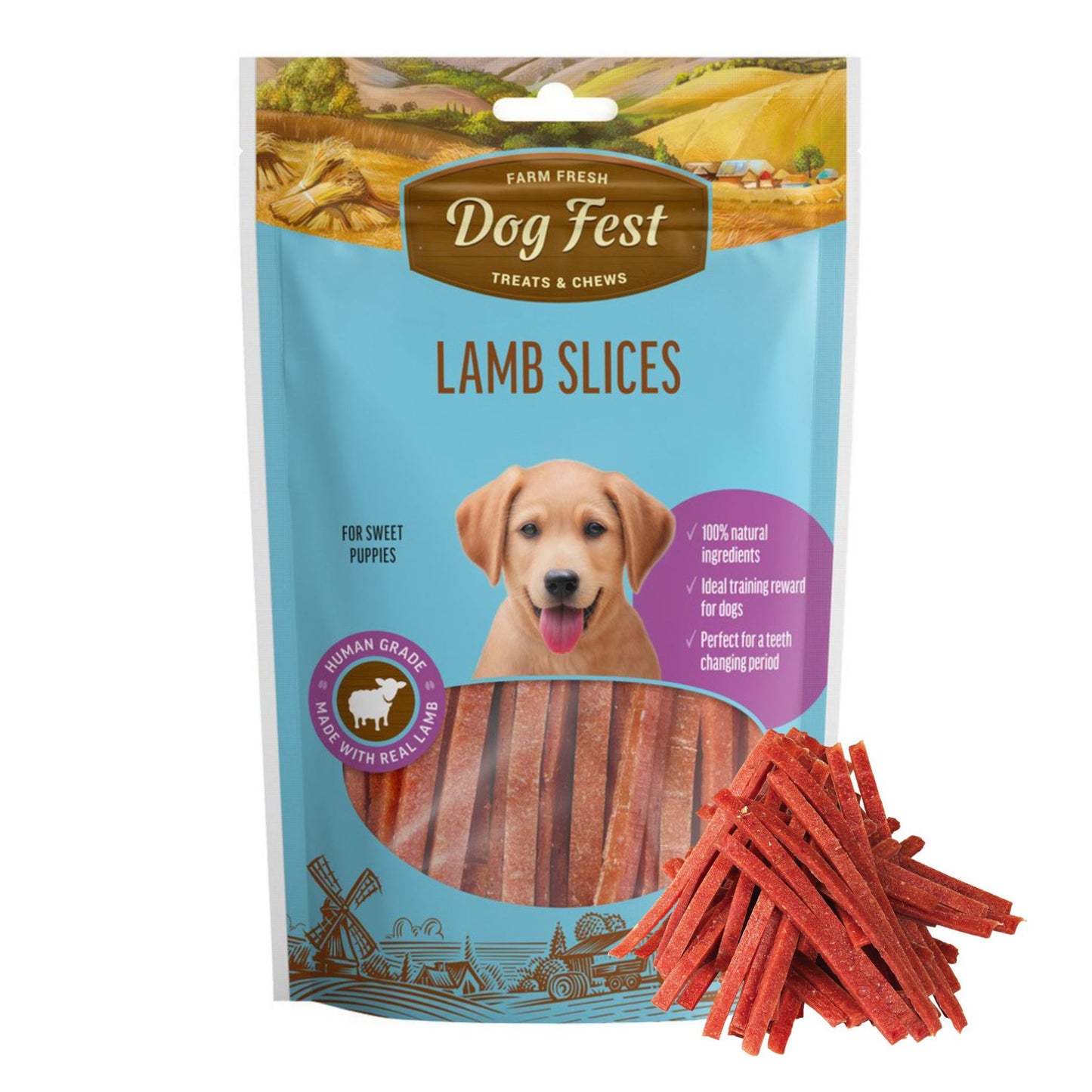 DogFest Puppy Lamb Treats - Natural, Chewy for Dogs - Rufftail