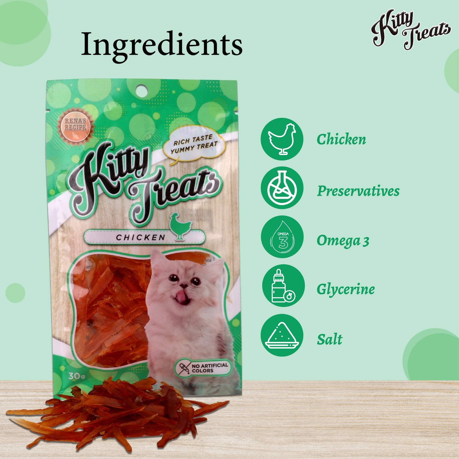 Cataholic, Kitty Cat Treats Soft Chicken Jerky Sliced - 30g - Rufftail