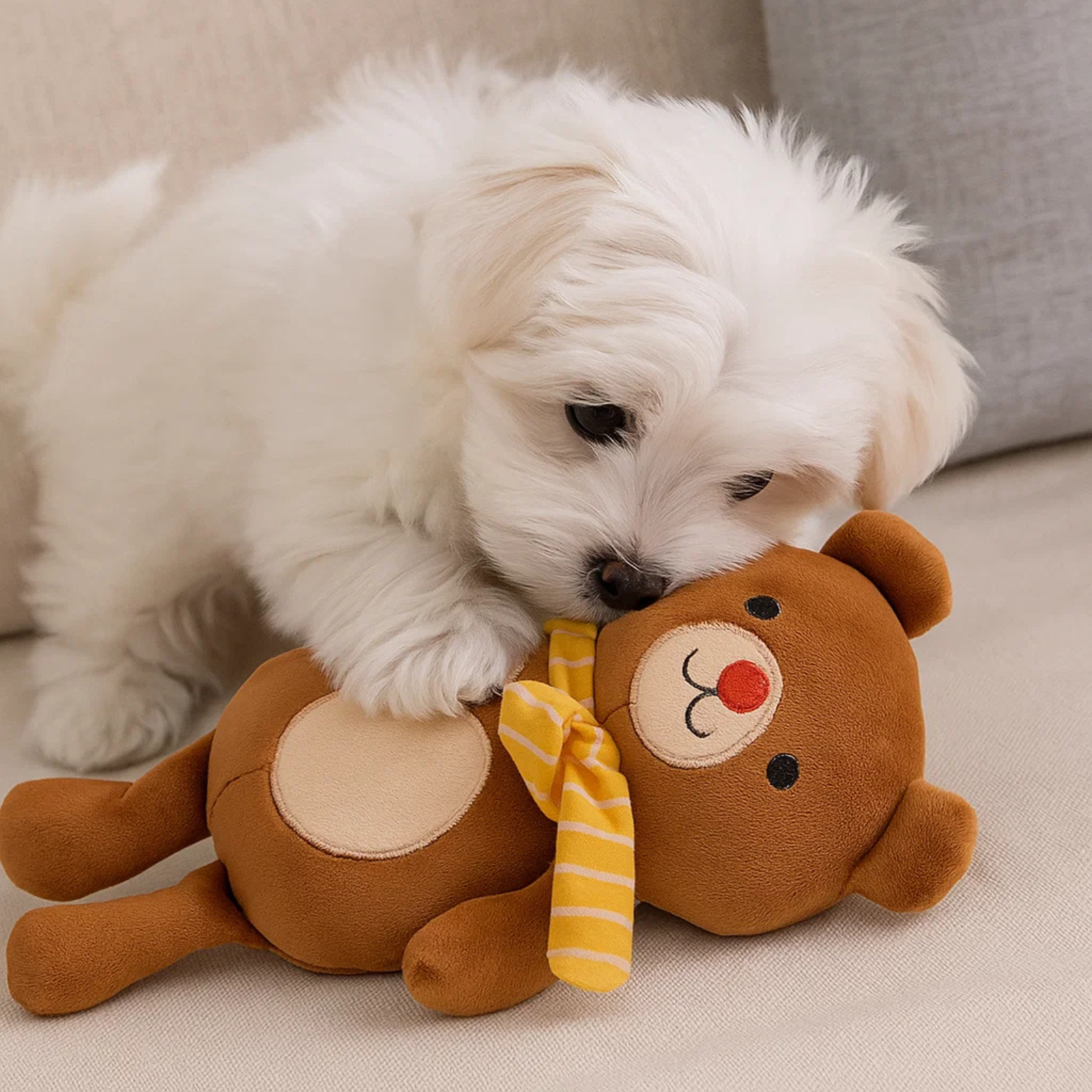 Barkbutler x FOFOS Fluffy Puppy Toy Bear- BROWN - Rufftail