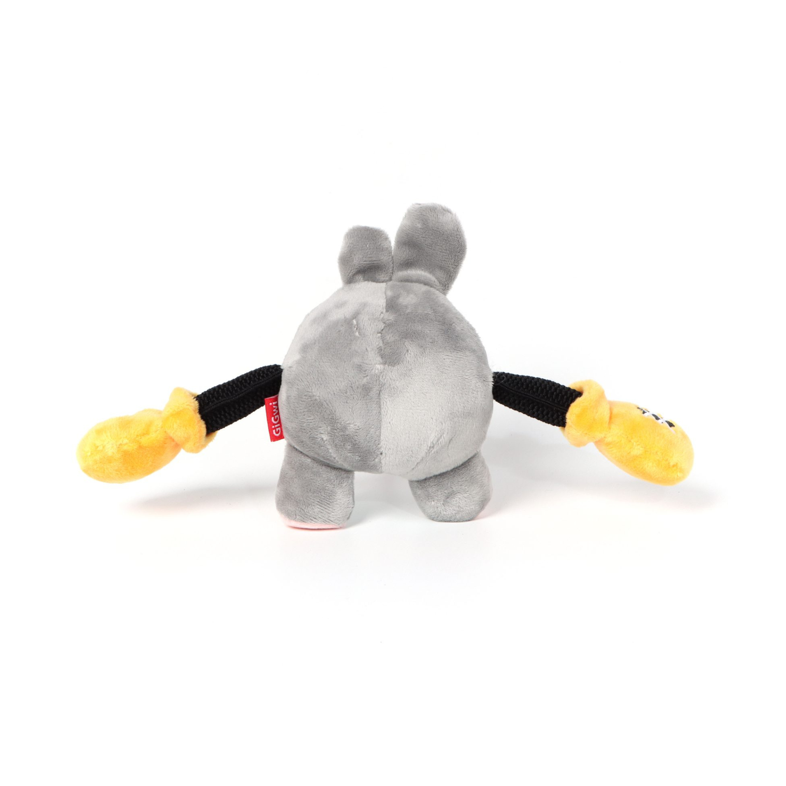 GiGwi Rabbit Rock Zoo King Boxer With Squeaker, Bungee Arm Fetch Dog Toy- Grey- S product image 3 - Rufftail Pune