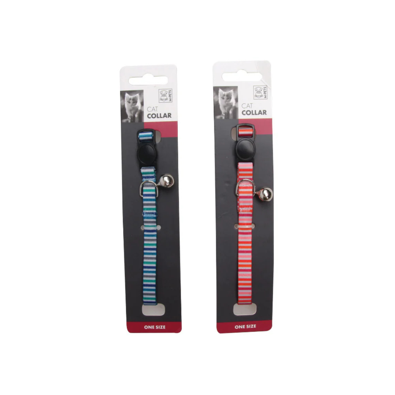 M-PETS Classic Cat Collars LINES Cat Collar Assorted (Pink/Blue) - Rufftail Pune