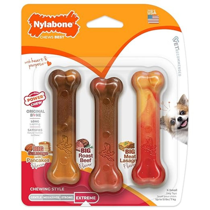 Nylabone Power Chew Flavours Frenzy Bone Triple (Pack of 3) - Rufftail