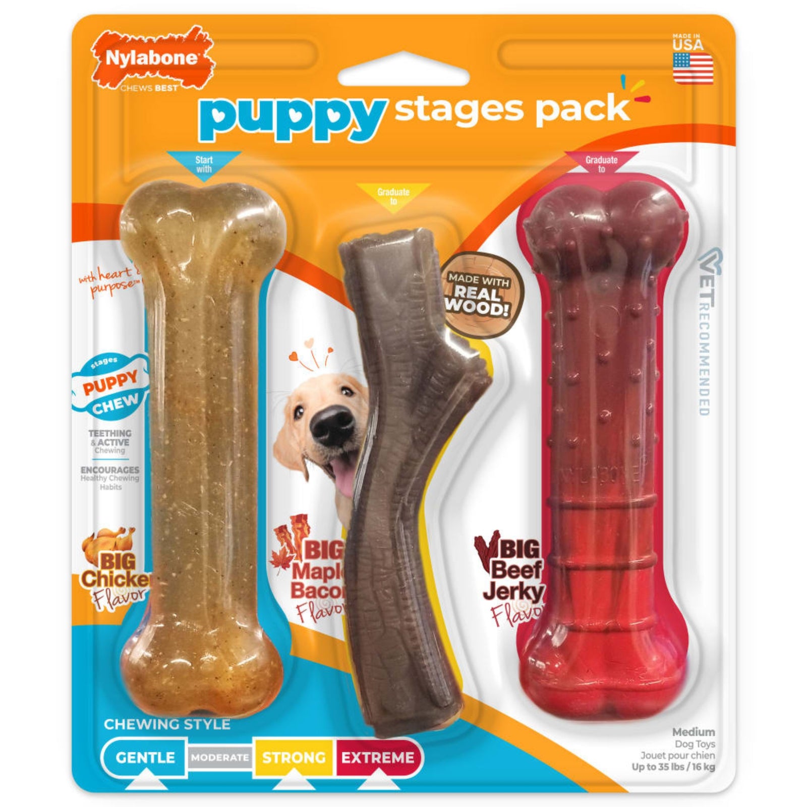 Nylabone Puppy Chew Stages Chew Toy (Pack of 3) - Rufftail Pune