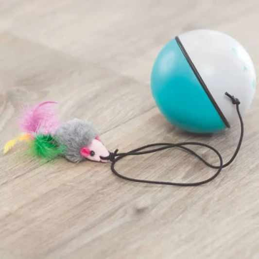 Trixie Turbinio Ball with Motor and Mouse Toy for Cats (Blue/White)