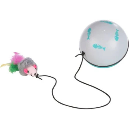 Trixie Turbinio Ball with Motor and Mouse Toy for Cats (Blue/White)