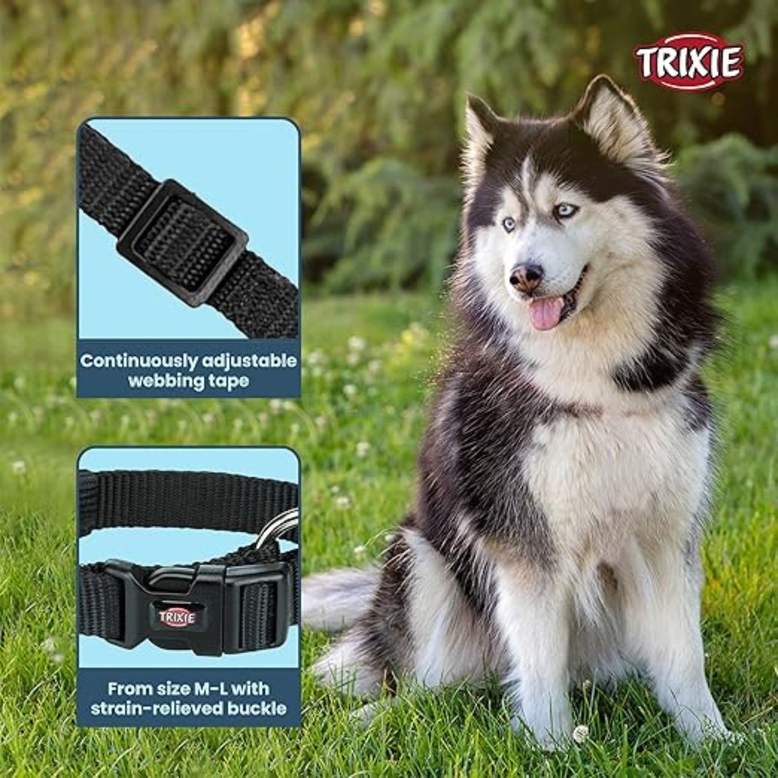 Trixie Premium Dog Collar- Jet Black product image 3 - Rufftail Pune