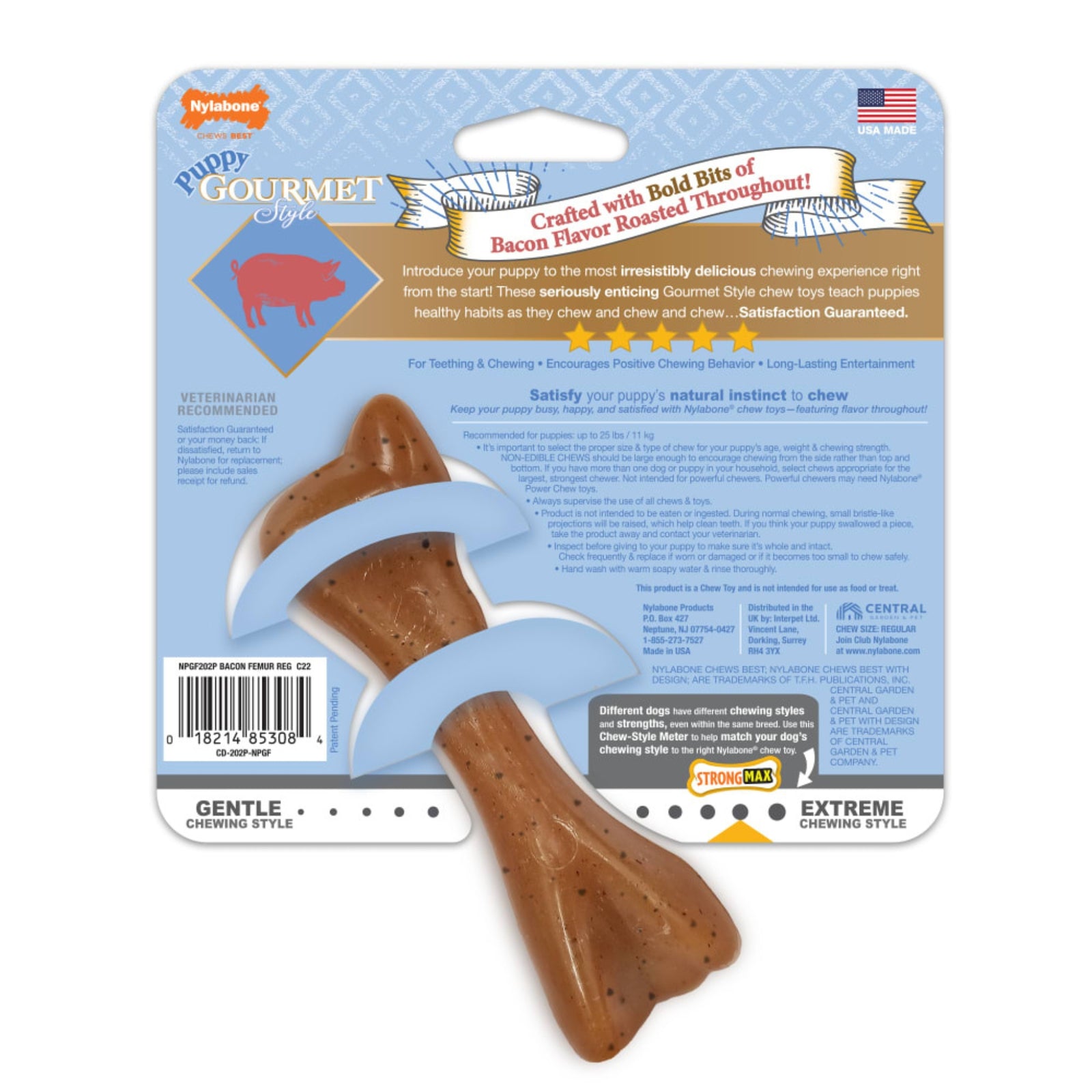 Nylabone Strong Chew Gourmet Style Femur Puppy Chew Toy- Small - Rufftail