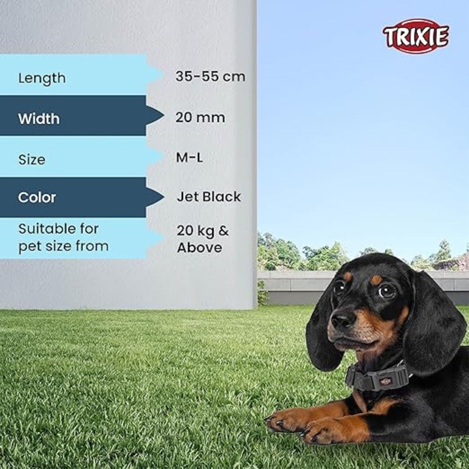 Trixie Premium Dog Collar- Jet Black product image 6 - Rufftail Pune