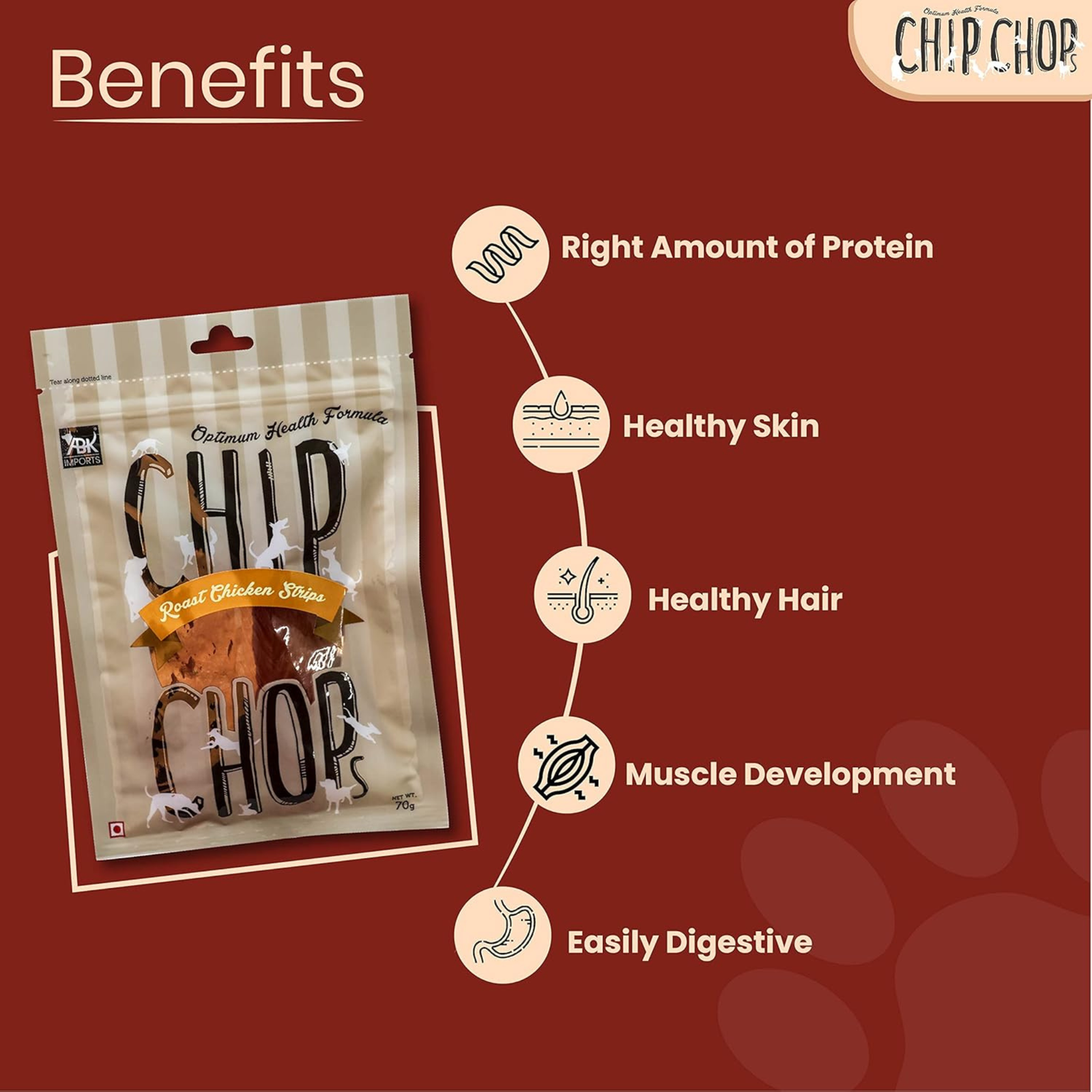 Chip Chops Roast Chicken Strips Treats- 250g product image 3 - Rufftail Pune