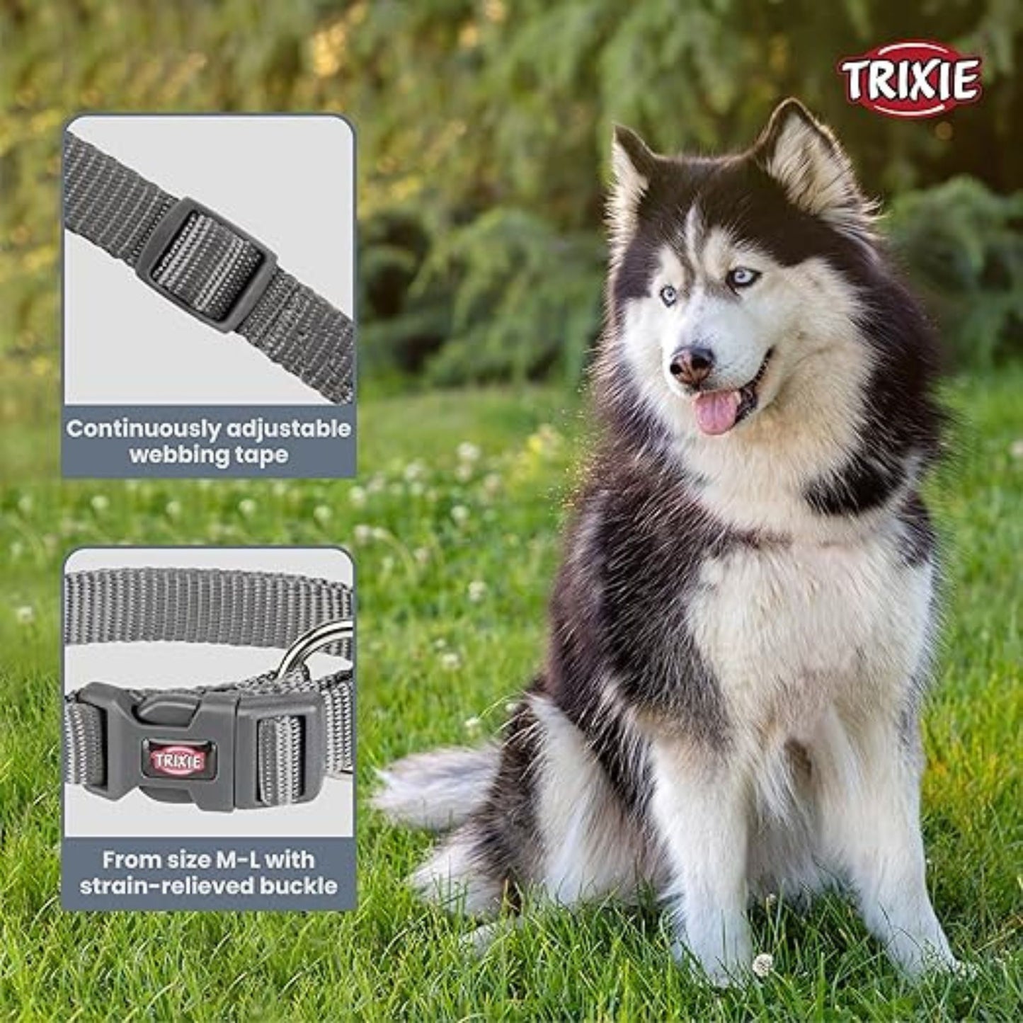 Trixie Premium Dog Collar Graphite M-L