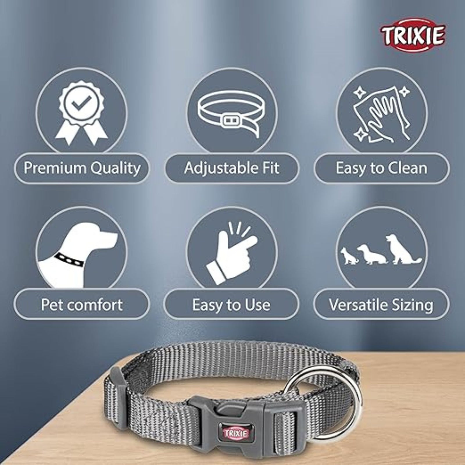 Trixie Premium Dog Collar Graphite M-L product image 4 - Rufftail Pune