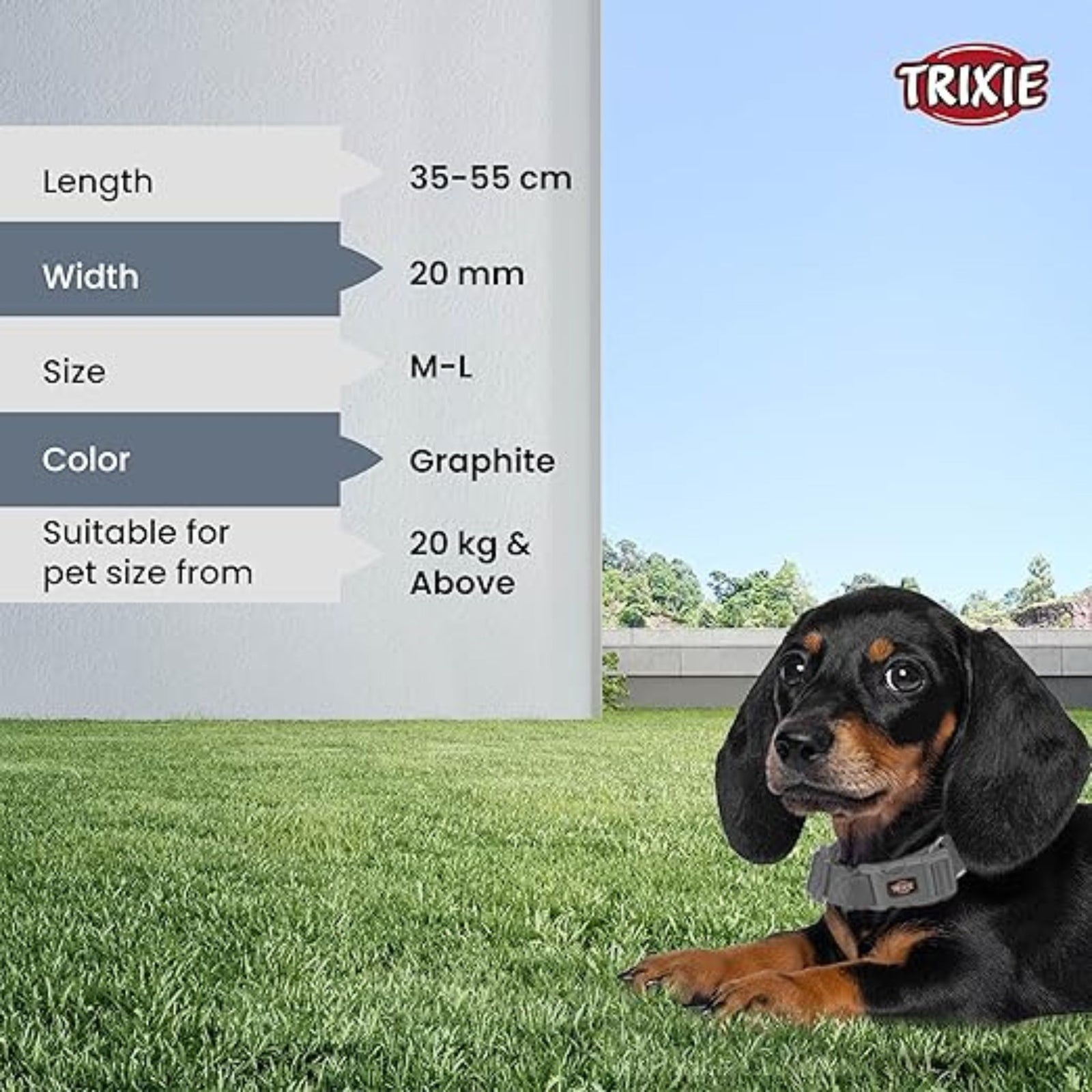 Trixie Premium Dog Collar Graphite M-L product image 6 - Rufftail Pune
