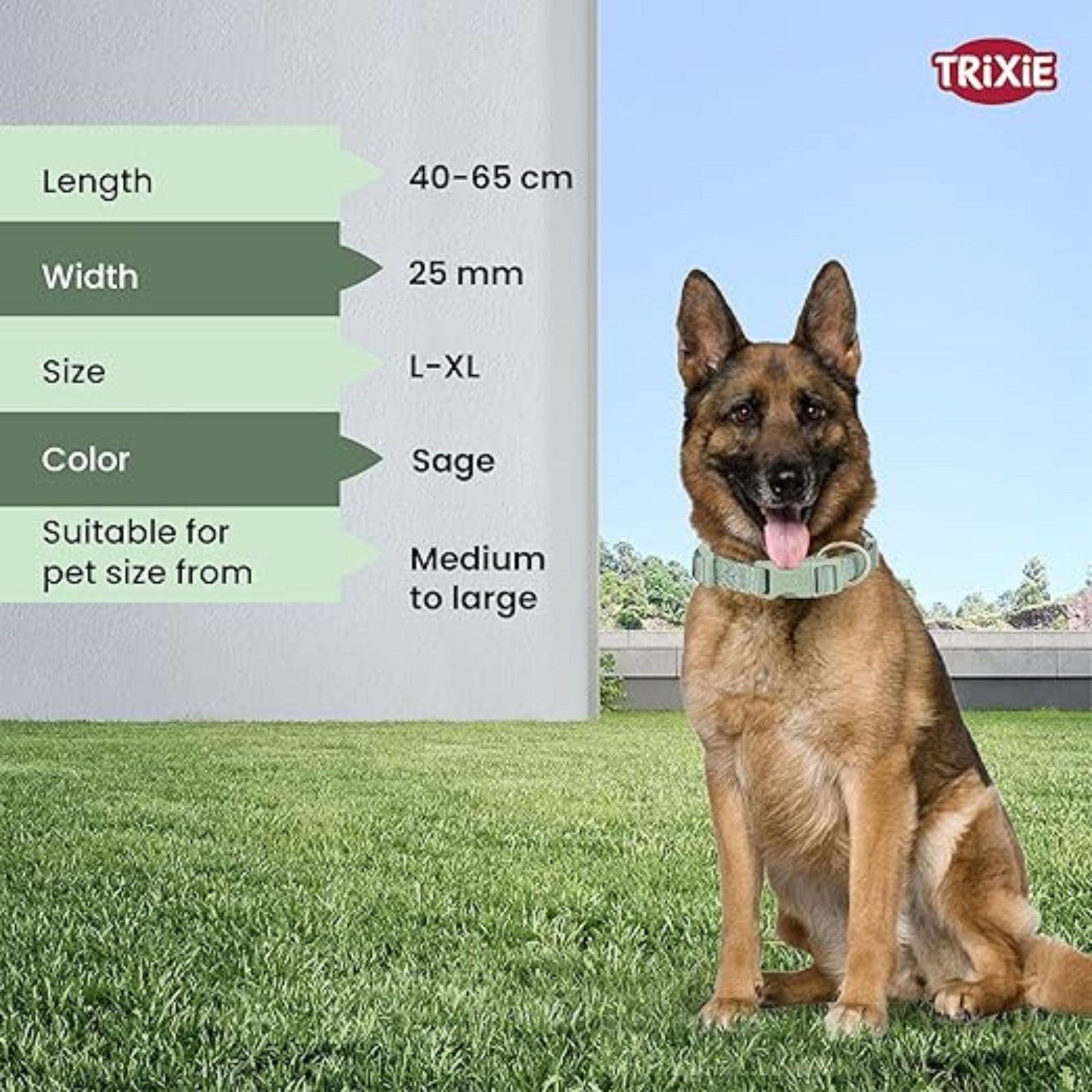 Trixie Premium Dog Collar Sage S-M product image 3 - Rufftail Pune