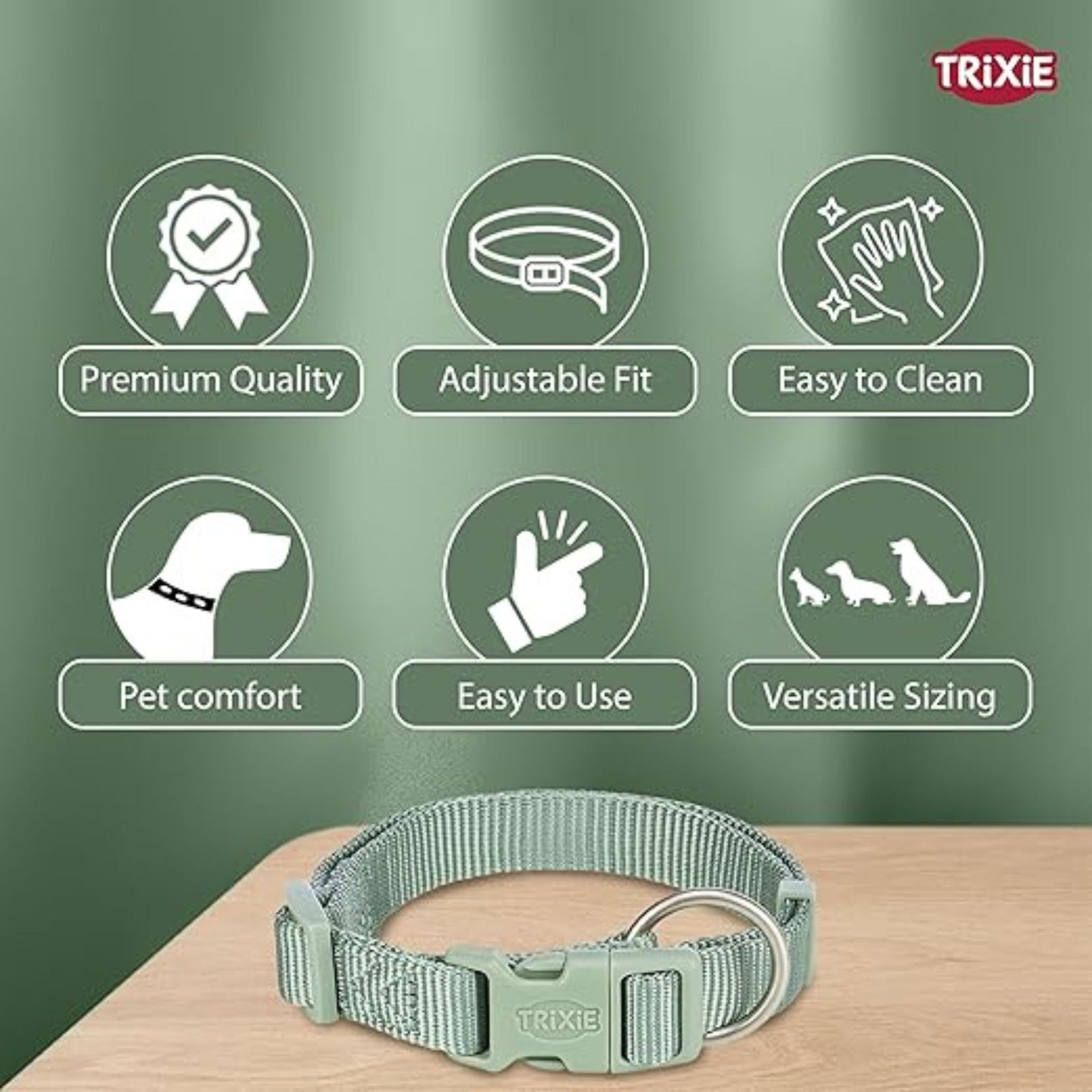 Trixie Premium Dog Collar Sage S-M product image 4 - Rufftail Pune