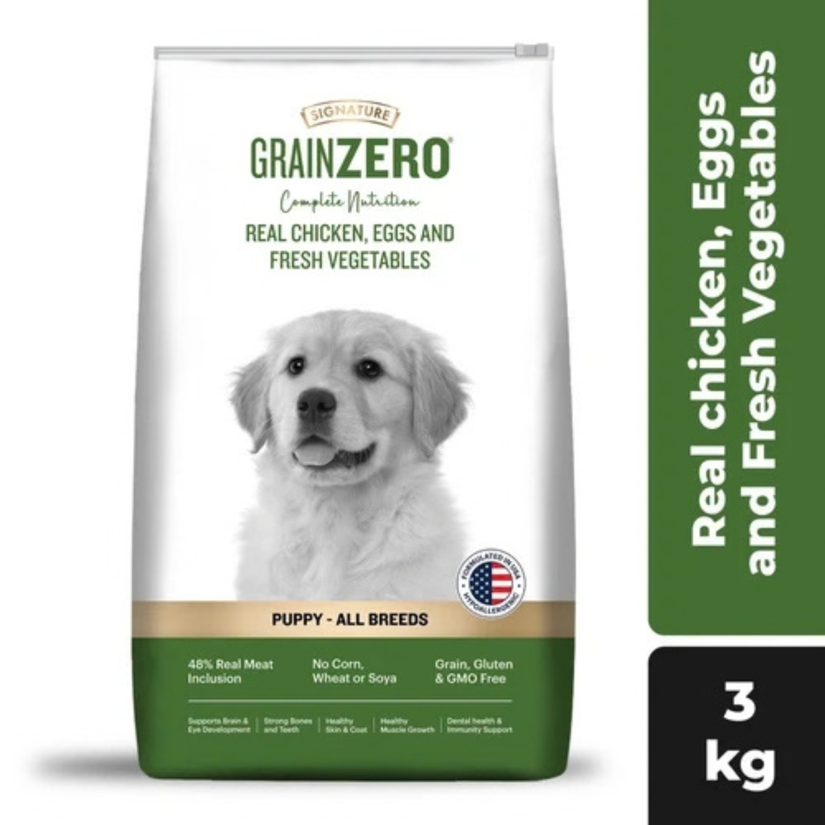 Signature Grain Zero Real Chicken, Egg and Vegetables Puppy Dog Dry Food- All Breeds