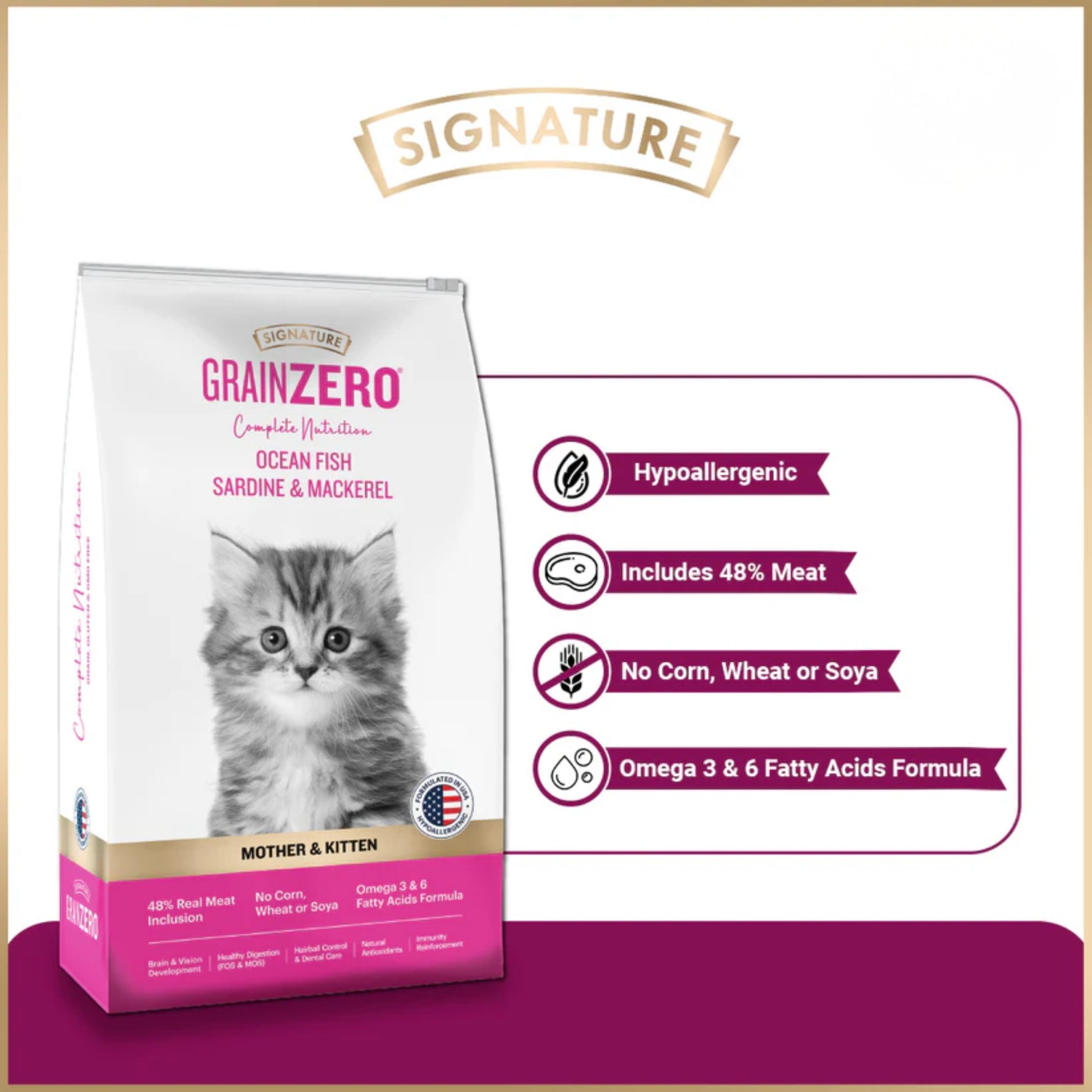 Signature Grain Zero Mother & Kitten Dry Cat Food - All Breed Formula - Rufftail