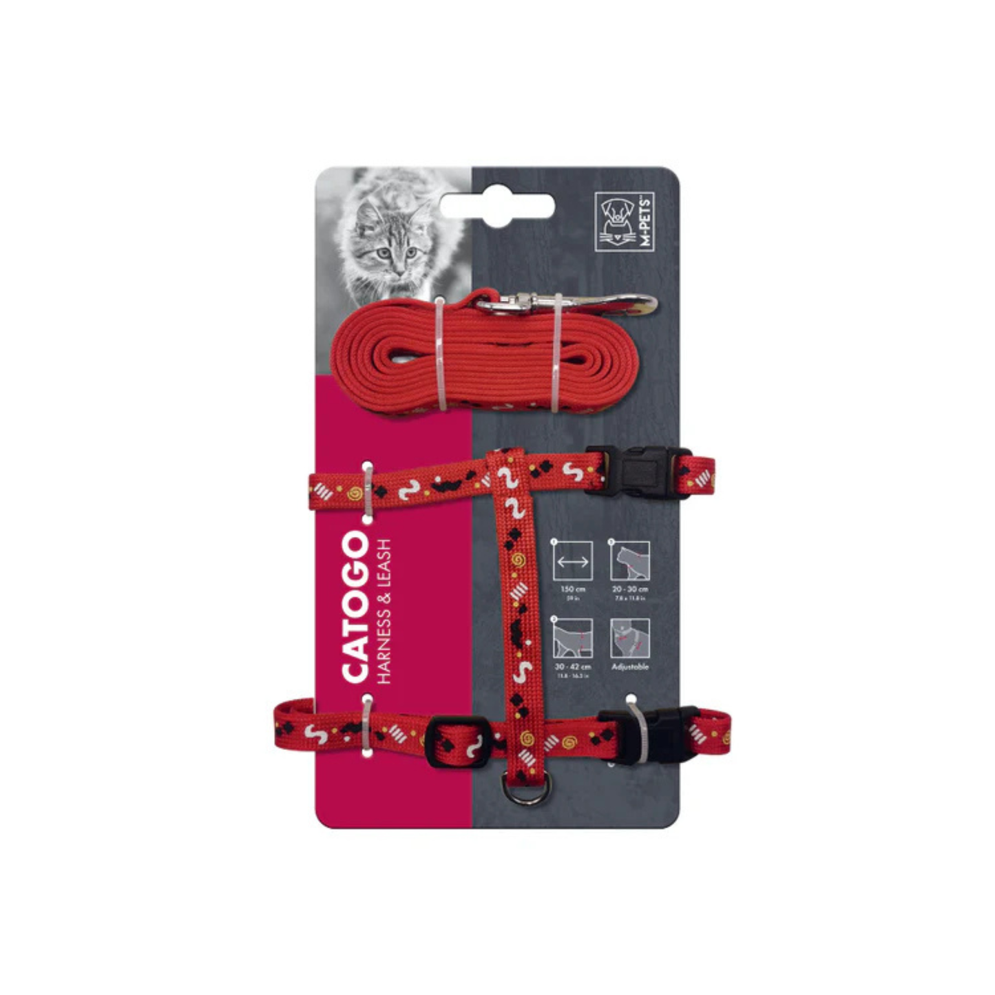 M-Pets CATOGO Cat Harness & Leash Set - Red