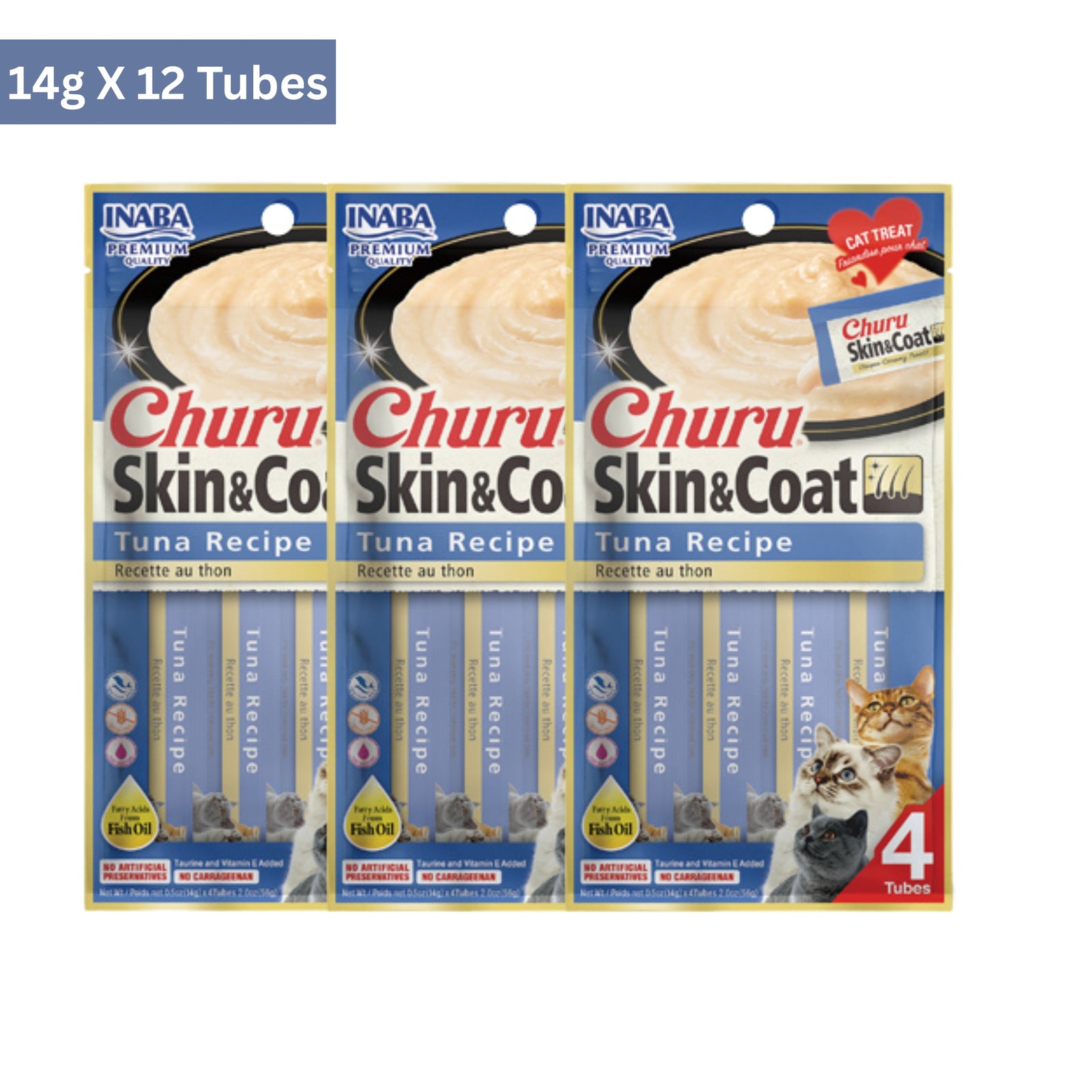 Inaba Churu Skin & Coat Tuna Recipe Cat Treats (14gx4) - Rufftail