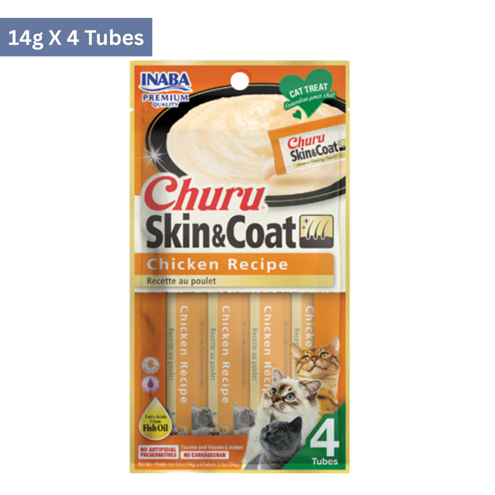 Inaba Churu Skin & Coat Chicken Recipe Cat Treats (14gx4) - Rufftail
