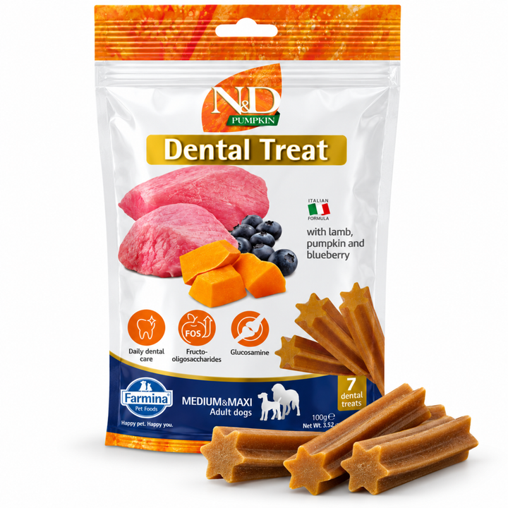 Farmina N&D Medium Maxi Dental Treats with Lamb, Pumpkin & Blueberry
