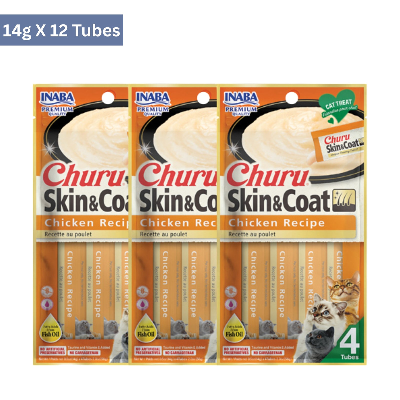 Inaba Churu Skin & Coat Chicken Cat Treats- 14g x 4 product image 2 - Rufftail Pune