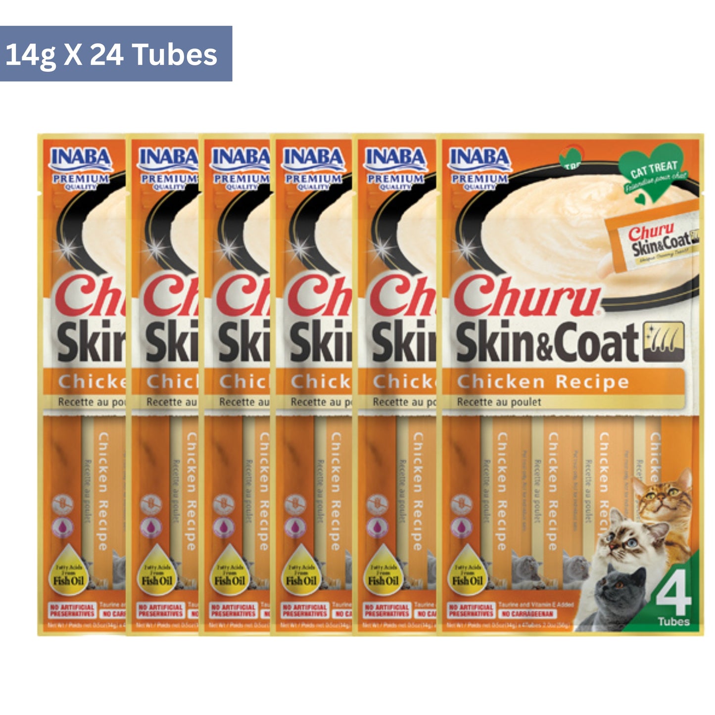 Inaba Churu Skin & Coat Chicken Recipe Cat Treats (14gx4)